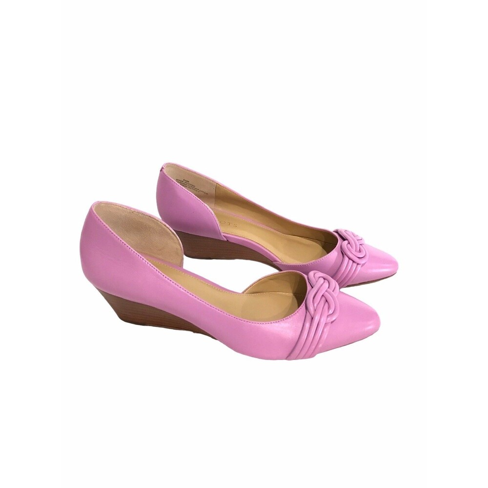 TALBOTS Women's LANEY D'ORSAY Genuine Leather Violet Wedges Shoe Size 8.5 M